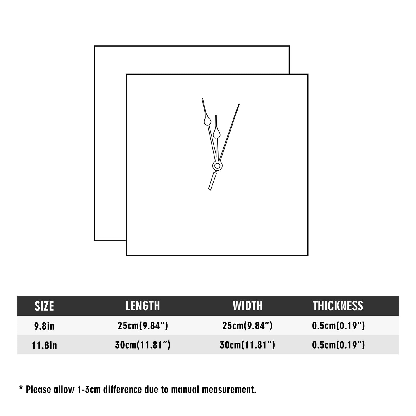 Square PVC Wall Clock – Violet Orchidea Design, No Scale, for Living Room & Office by popcustoms