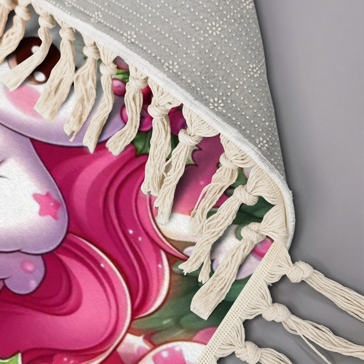 Pink Unicorn Christmas Area Rug with Tassels (8:5) by My Store