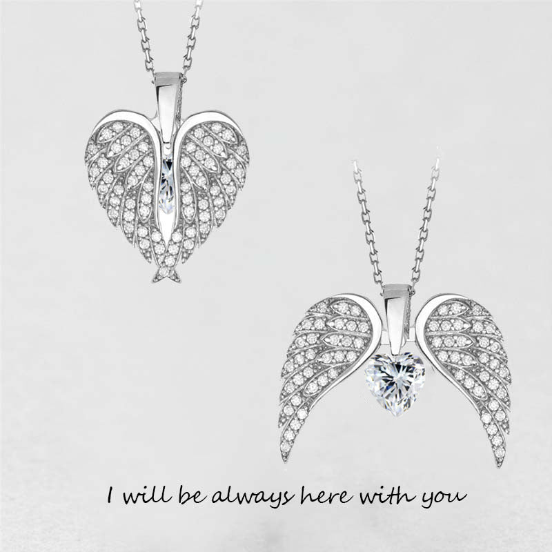 Angel Wings Heart Pendant Necklace Women Artsadd