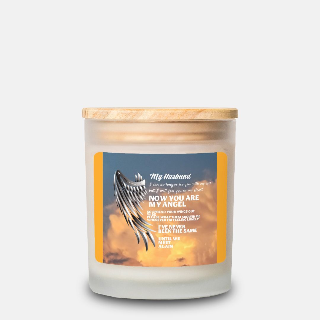 Candle Frosted Glass (Hand Poured 11 oz) Husband memorial by JewelryLuxeUS.store