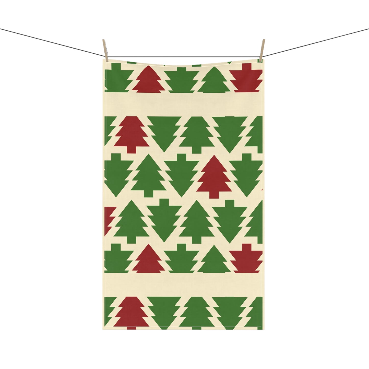 Christmas Tea Towels (cotton, poly) Red Green Holiday Kitchen Decor, Festive Dish Towels, Xmas Decorations, Hostess Gift, Winter Home Decor by Printify