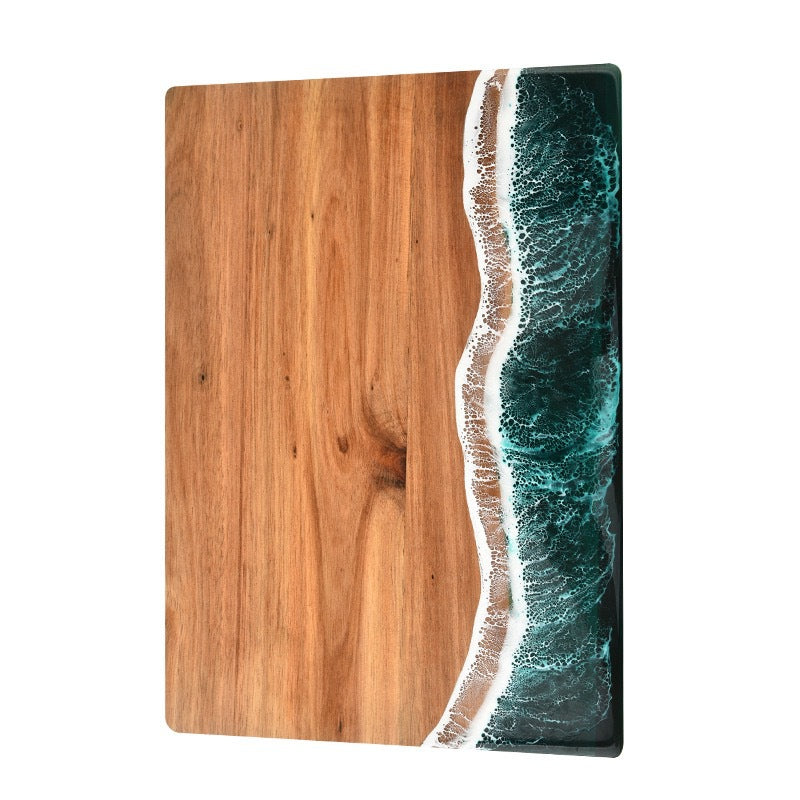 Acacia Wood and New Resin Cutting Board Wave Spliced Design Kitchen Fruit and Steak Board for Chopping Rectangle Wooden Boards by eprolo