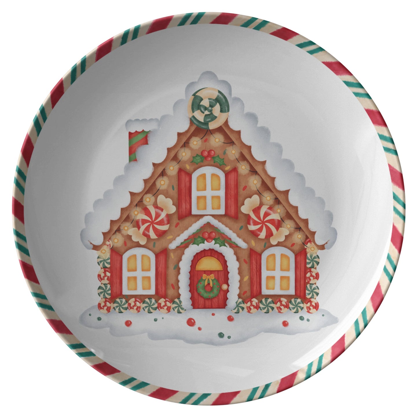 Christmas House Decoration Plate, Holiday Table Decor, Red Green ServiPRODUCT INFORMATION10" dinner plate manufactured from revolutionary polymer that is:
Microwave Safe
Oven Safe (250° up to 1 hour)
Dishwasher Safe
CPSC-Certified
FDAChristmasLoving.Shop