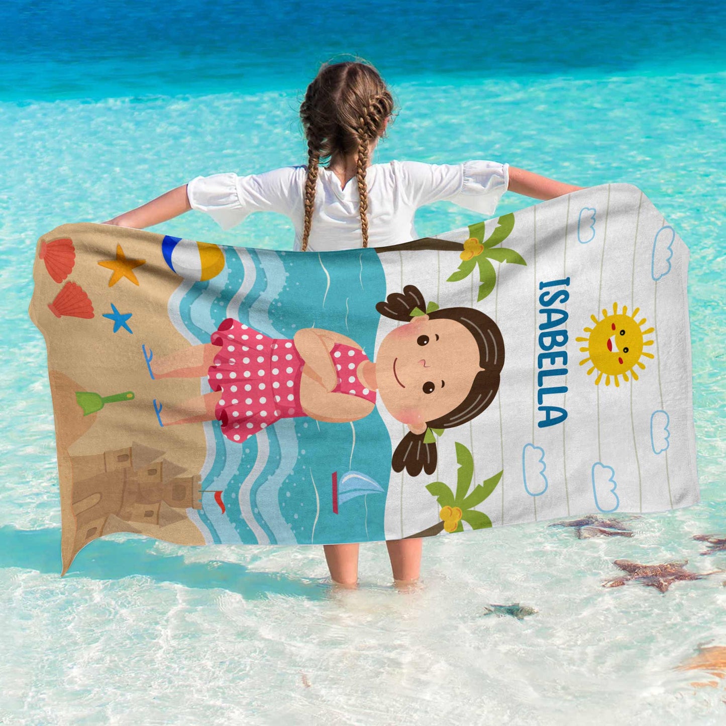 Kid On The Beach - Personalized Beach Towel by Inkedjoy