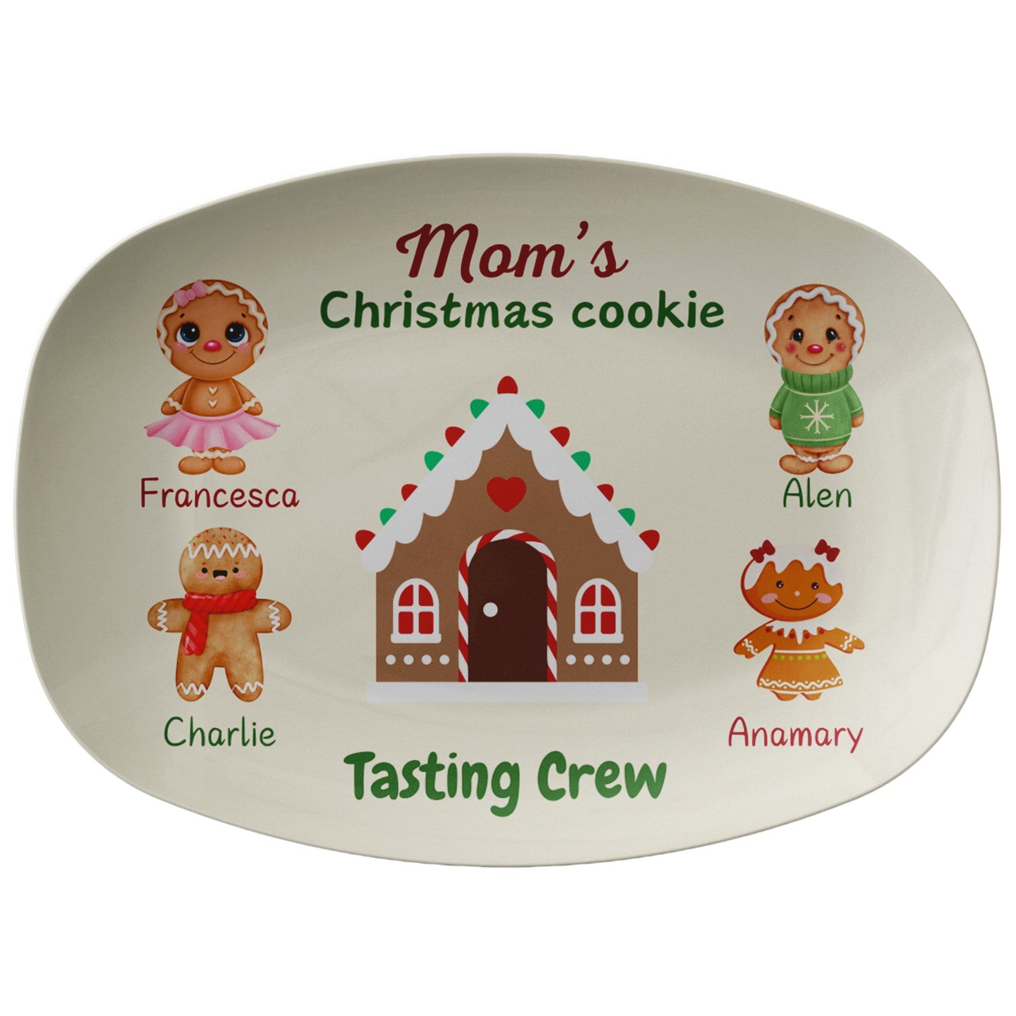 Mom's Christmas Gift, Mom's Christmas Cookie tasting Crew Plate, FamilPlease type the grandkids' names with their gender in checkout note. Please separate names with comma.You can change "Grandma" too, but you have to provide that as wChristmasLoving.Shop