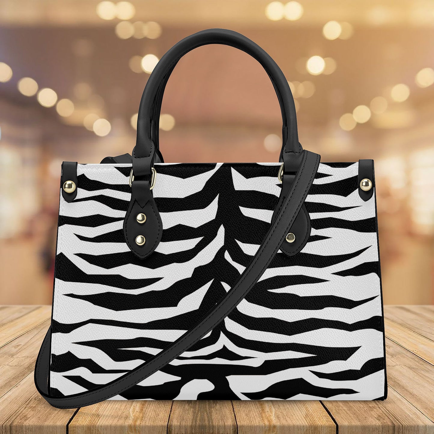 Luxury Women PU Tote Bag - Black White Tiger decoration JewelryLuxeUS.store