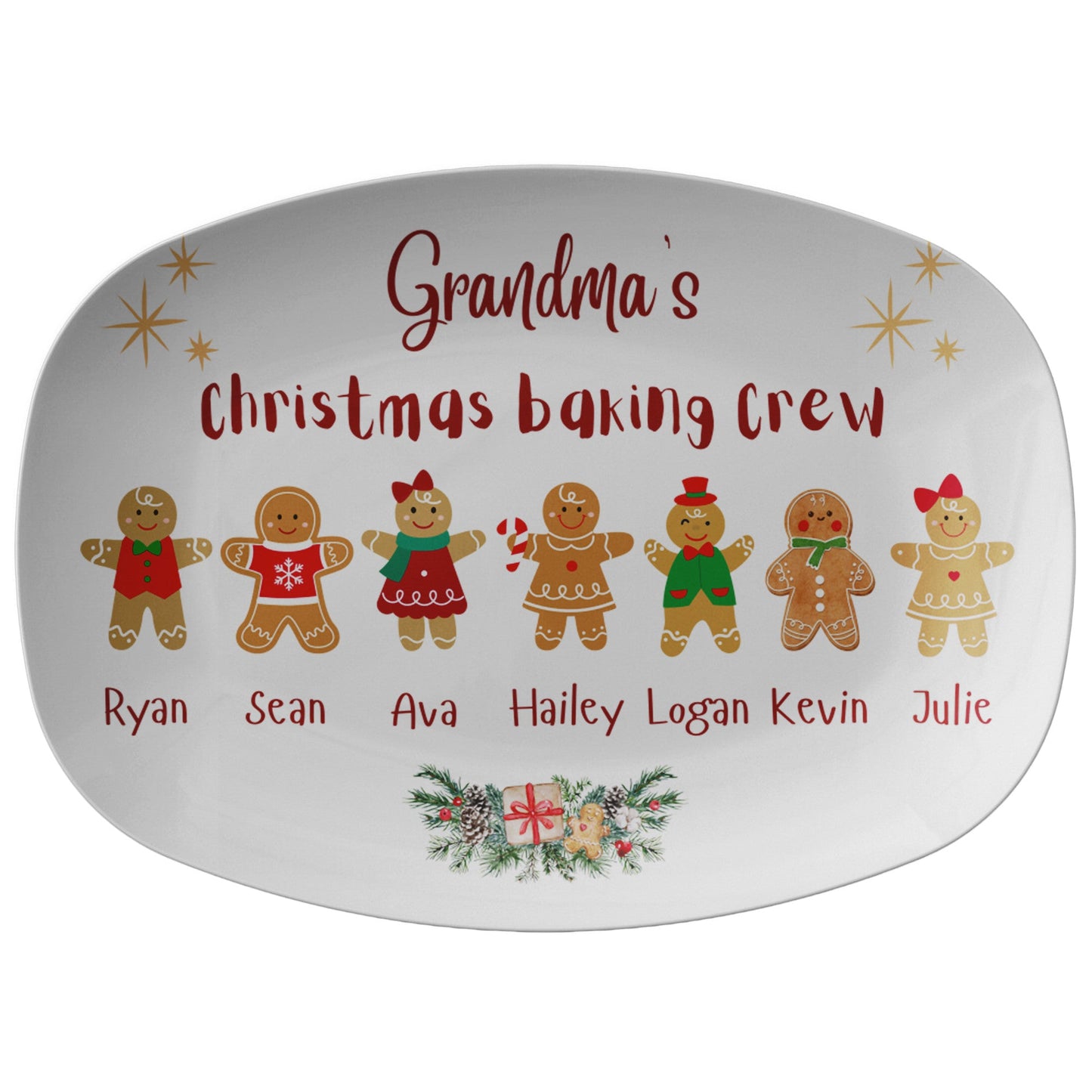 Platter Grandma's Christmas Cookie CrewPlease type the grandkids' names with their gender in checkout note. Please separate names with comma.You can change "Grandma" too, but you have to provide that as wChristmasLoving.Shop