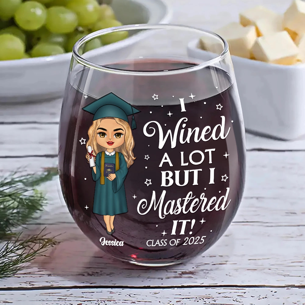 I Wined A Lot - Personalized Stemless Wine Glass by Inkedjoy