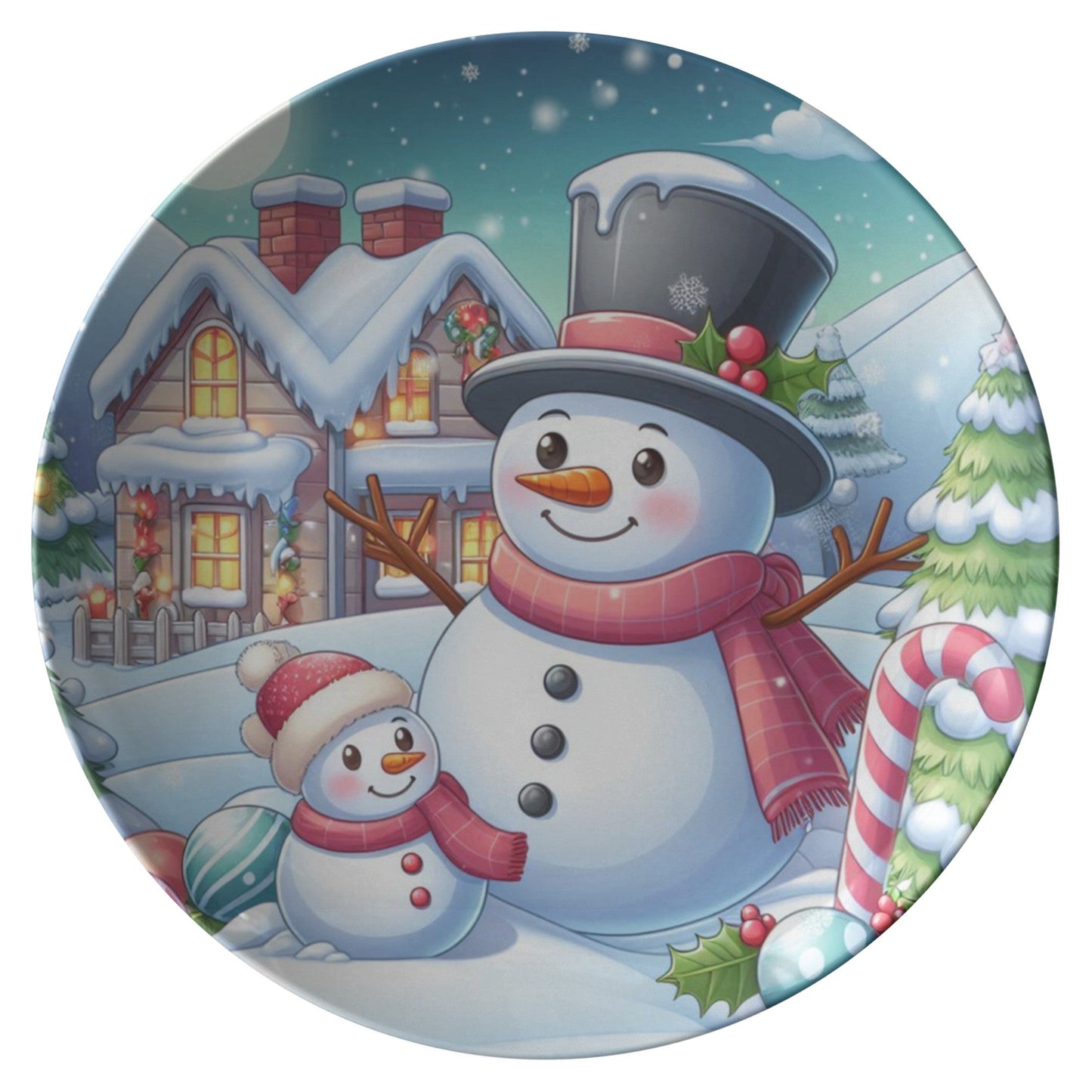 Snowman Christmas Plate, Holiday Dinnerware, Christmas Table Decor, FePRODUCT INFORMATION10" dinner plate manufactured from revolutionary polymer that is:
Microwave Safe
Oven Safe (250° up to 1 hour)
Dishwasher Safe
CPSC-Certified
FDAChristmasLoving.Shop