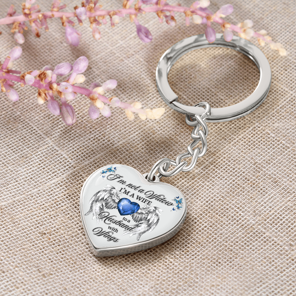 I'm Not a Widow, I'm a Wife to a Husband with Wings – Memorial Heart Keychain – Remembrance Gift for Her by ShineOn Fulfillment