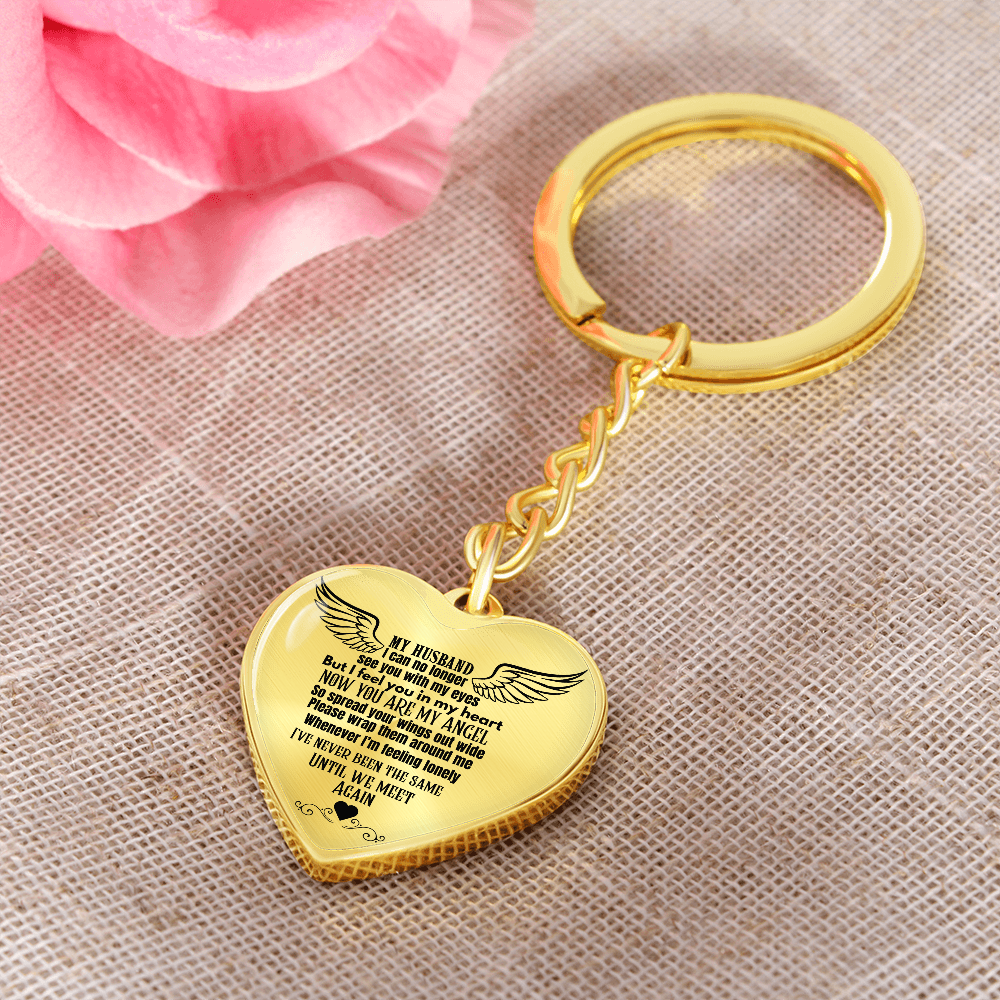 Heart Pendant Keychain for Widows, Angel Remembrance Jewelry Gift for Husband in Loving Memory, Grief Support, Anniversary & Memorial Gift ShineOn Fulfillment