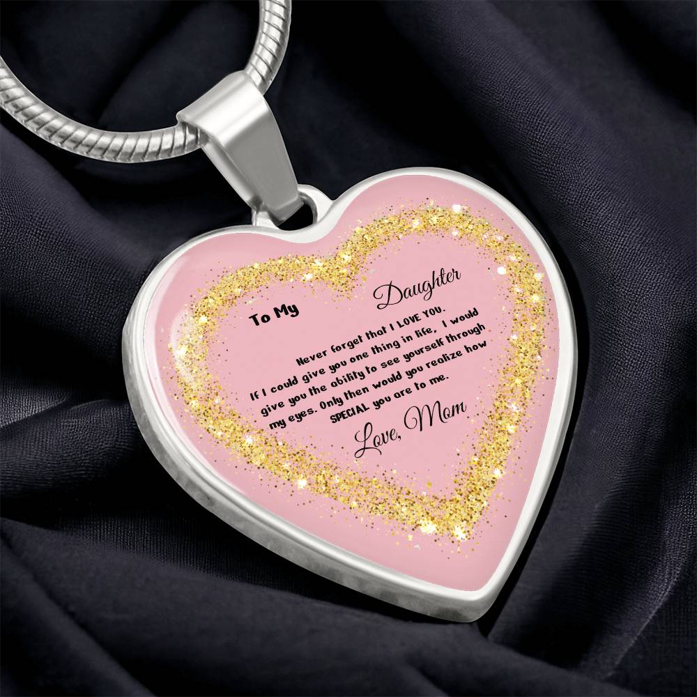 Luxury Heart Pendant Necklace – To My Daughter, Love Mom | Personalized Jewelry Gift by ShineOn Fulfillment