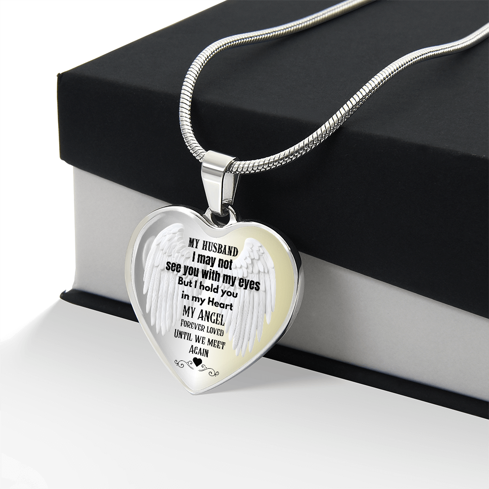 My husband My Angel memorial Heart Necklace ShineOn Fulfillment