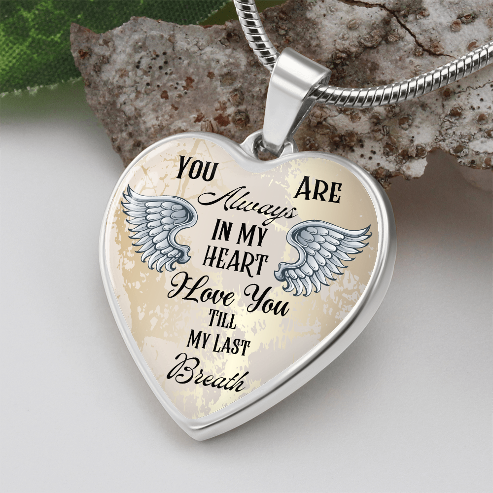 Personalized Heart pendant necklace with back engraving, You are always in my Heart ShineOn Fulfillment