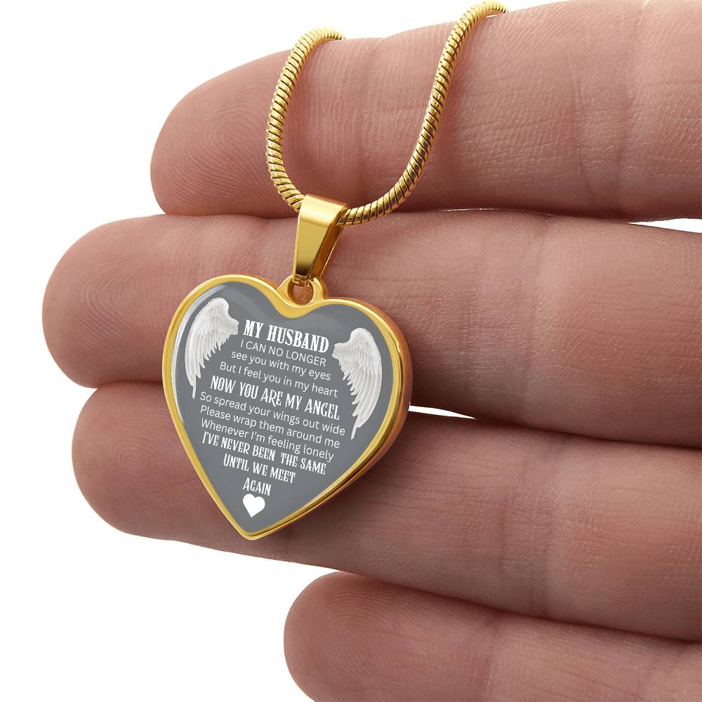 Luxury Graphic Heart Necklace Until We meet again Angel Wings design ShineOn Fulfillment