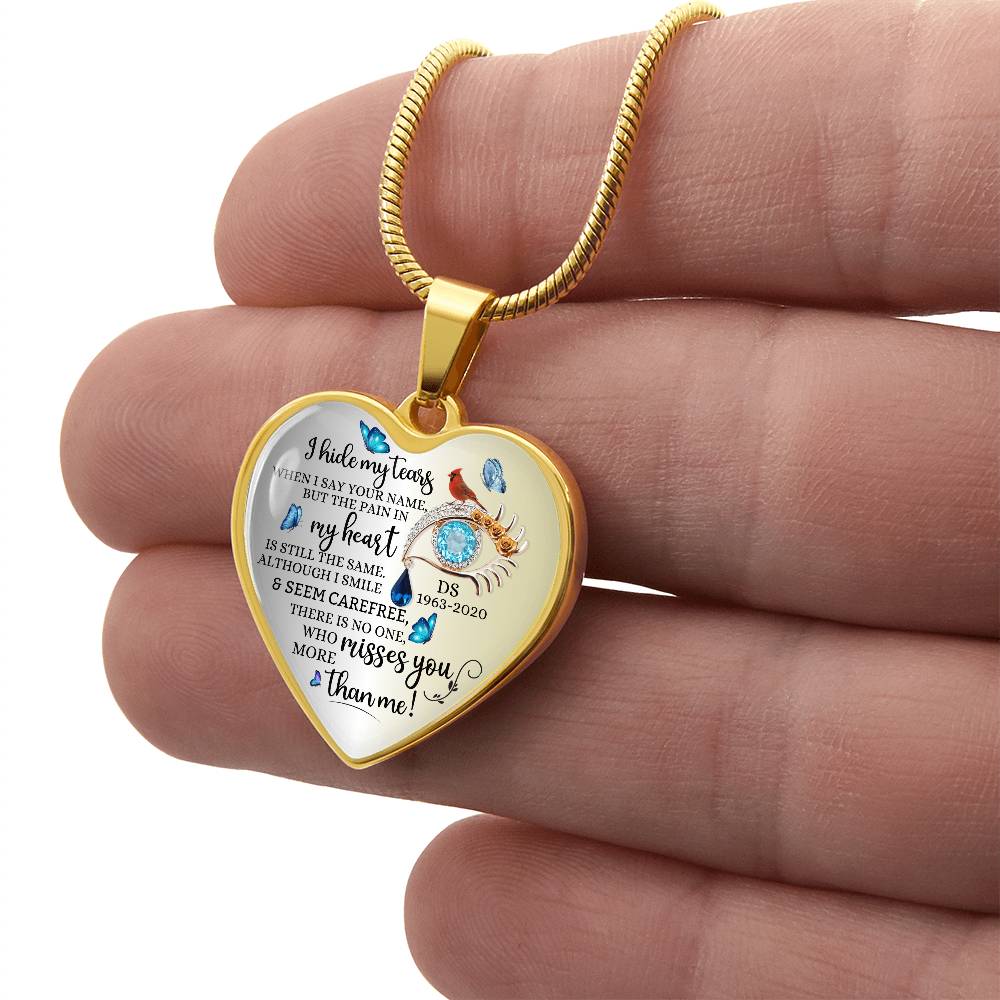 Memorial Necklace with heart pendant and name engraved