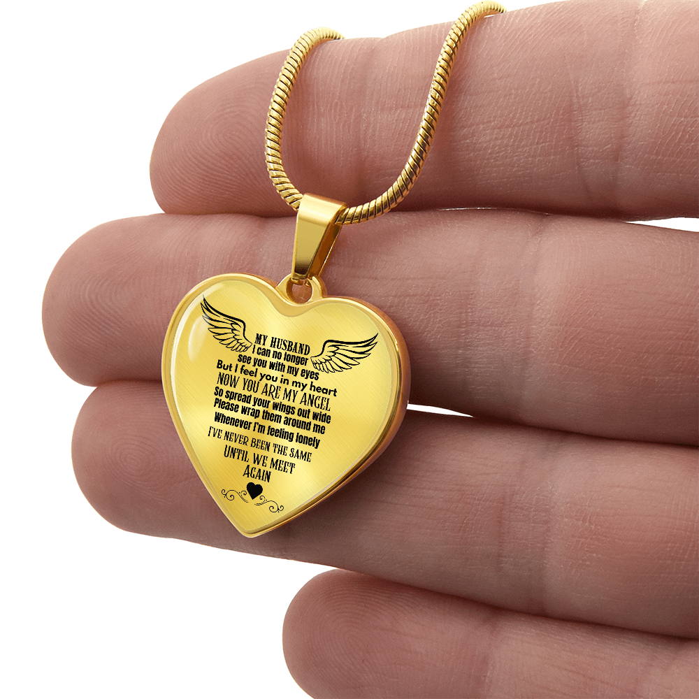 Heart Pendant Necklace for Widows, Angel Remembrance Jewelry Gift for Husband in Loving Memory, Grief Support, Anniversary & Memorial Gift ShineOn Fulfillment