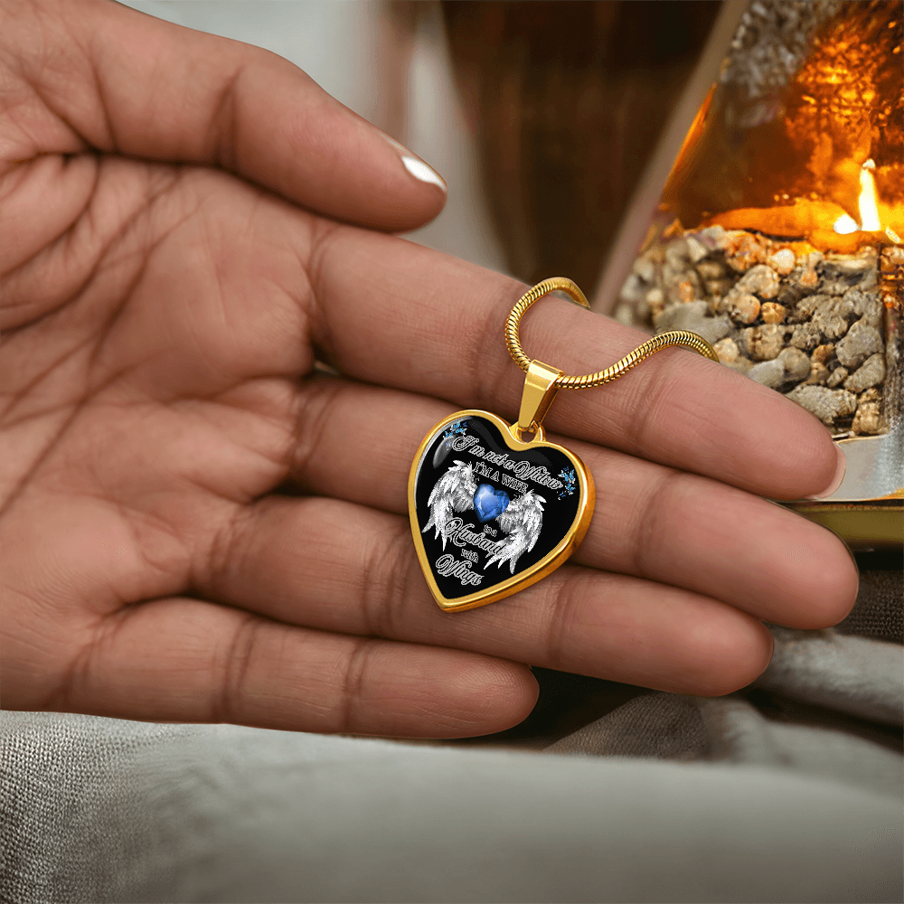 Wife to a Husband with Wings Memorial Necklace – Luxury Heart Pendant – Sympathy Gift for Loss of Husband – Remembrance Jewelry for Her by ShineOn Fulfillment