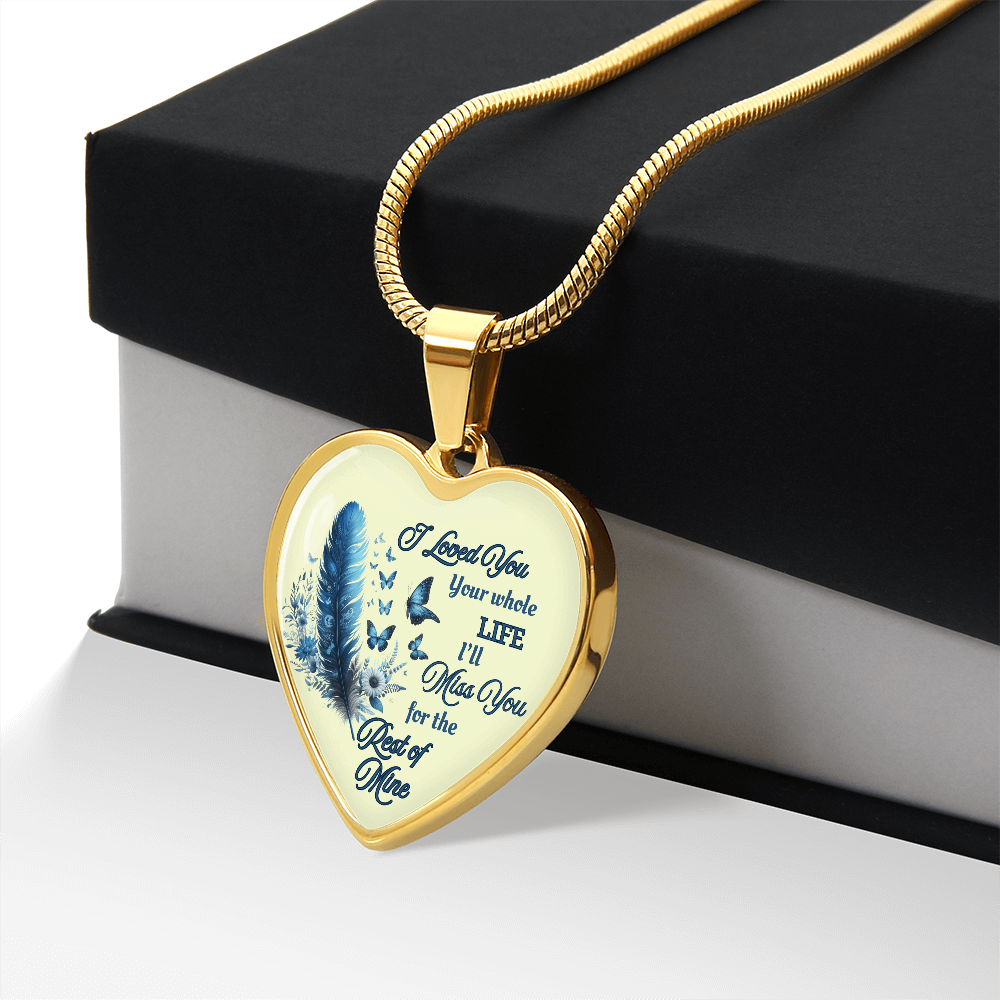 Necklace Memorial Blue Feather Heart Pendant Sympathy Gift for Loss "I Loved You Your Whole Life" by ShineOn Fulfillment