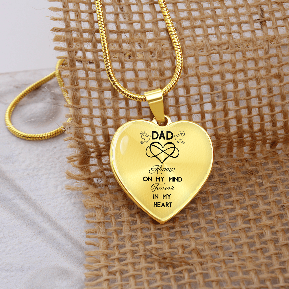 In Loving Memory Dad Necklace – Luxury Heart Memorial Jewelry for Loss of Father ShineOn Fulfillment