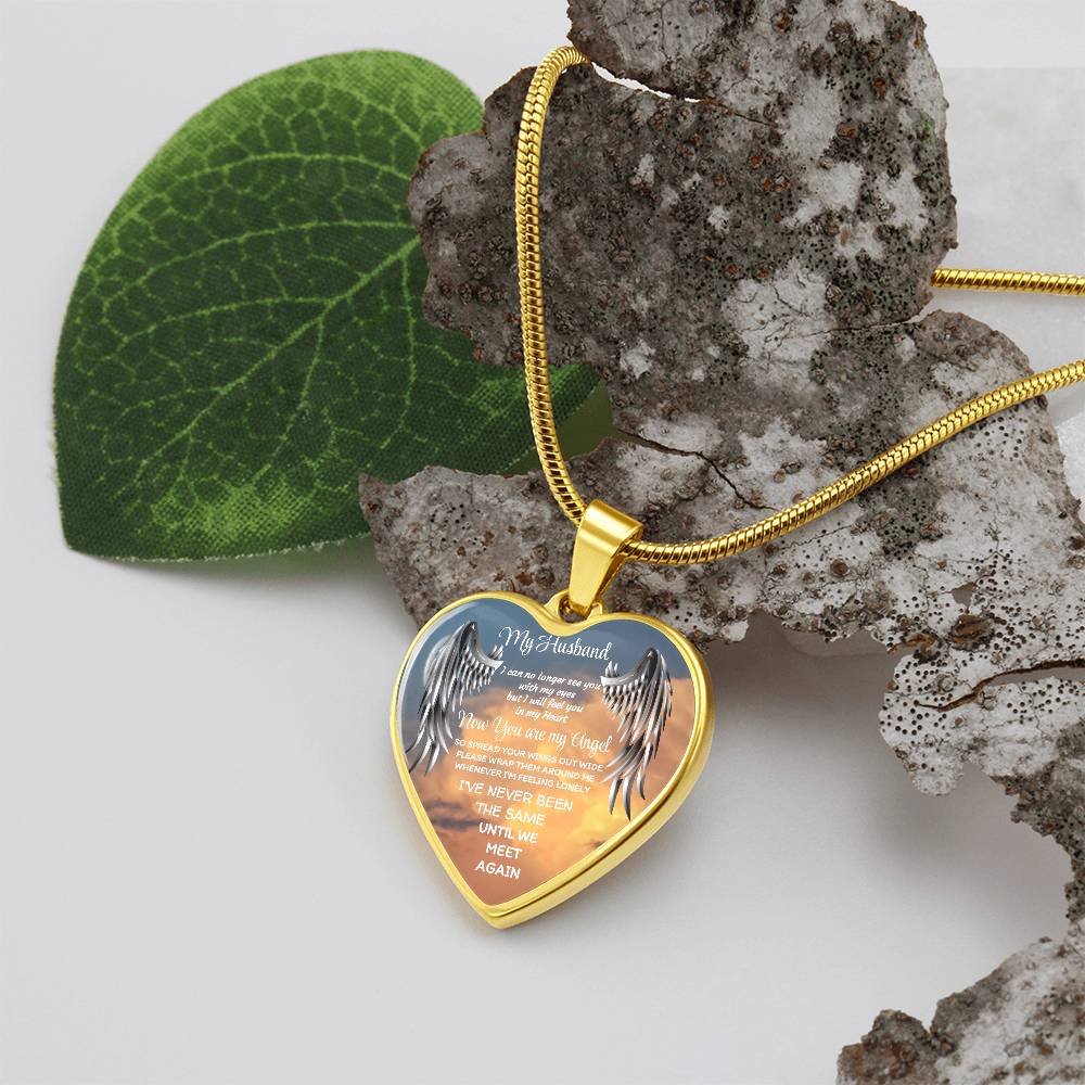 Luxury Heart pendant Necklace my Husband now you are my Angel by ShineOn Fulfillment