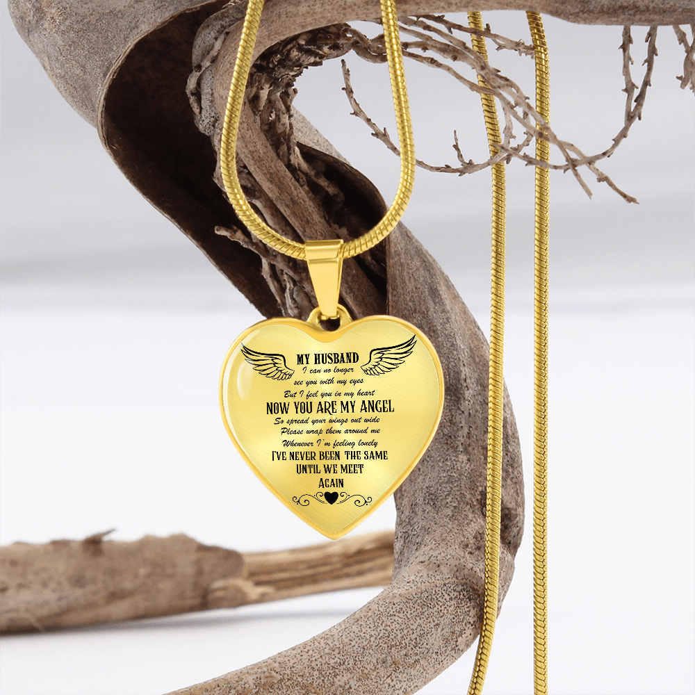Luxury Graphic Heart Necklace My Husband my Angel ShineOn Fulfillment