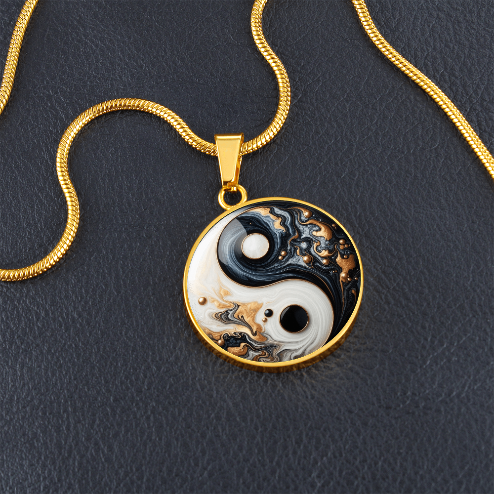 Luxury Modern Yin Yang Granite Pendant Necklace ShineOn Fulfillment