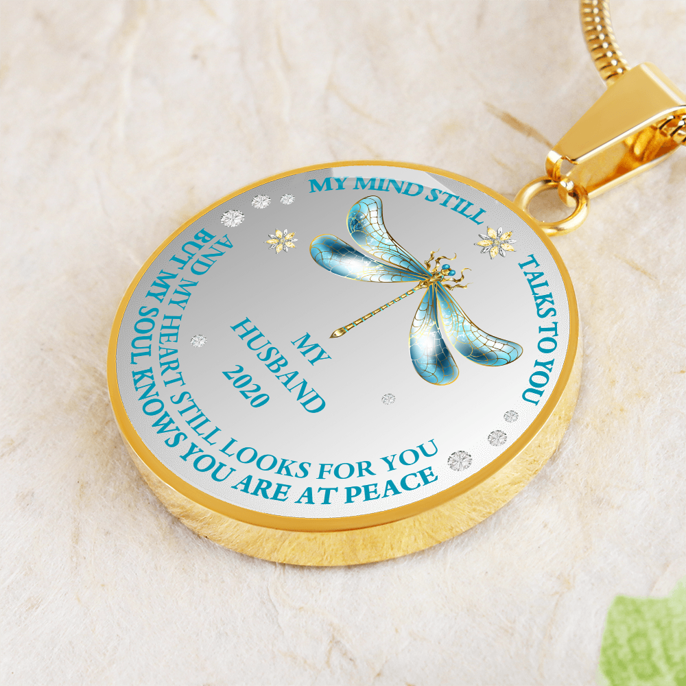 Dragonfly Memorial Necklace for Wife – Husband Loss Sympathy Gift, Personalized Grief Jewelry ShineOn Fulfillment