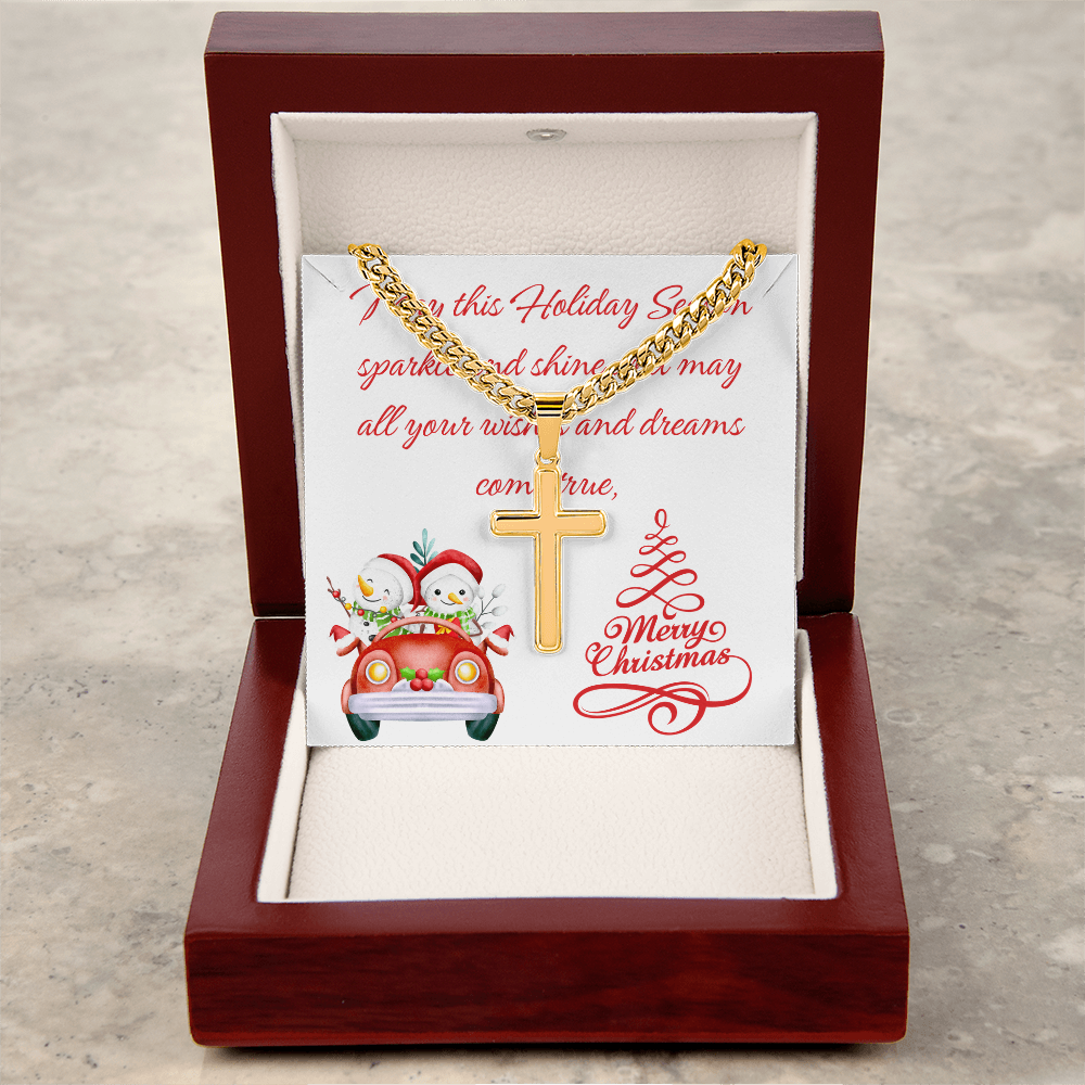 Personalized Cross with Cuban Link Chain Christmas gift for Men by ShineOn Fulfillment
