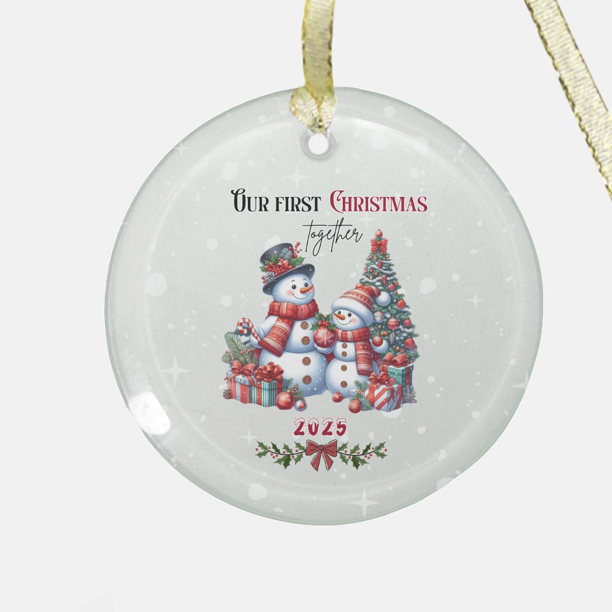 Christmas Ornament - Clear Glass (Round) Our first Christmas Together by JewelryLuxeUS.store