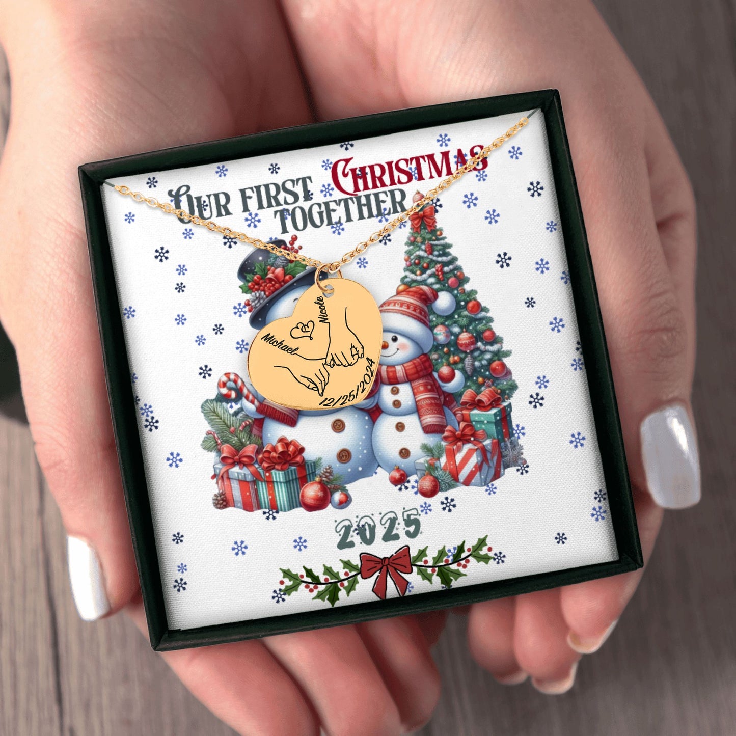 Our First Christmas Together – Personalized Heart Necklace by OwnPrint