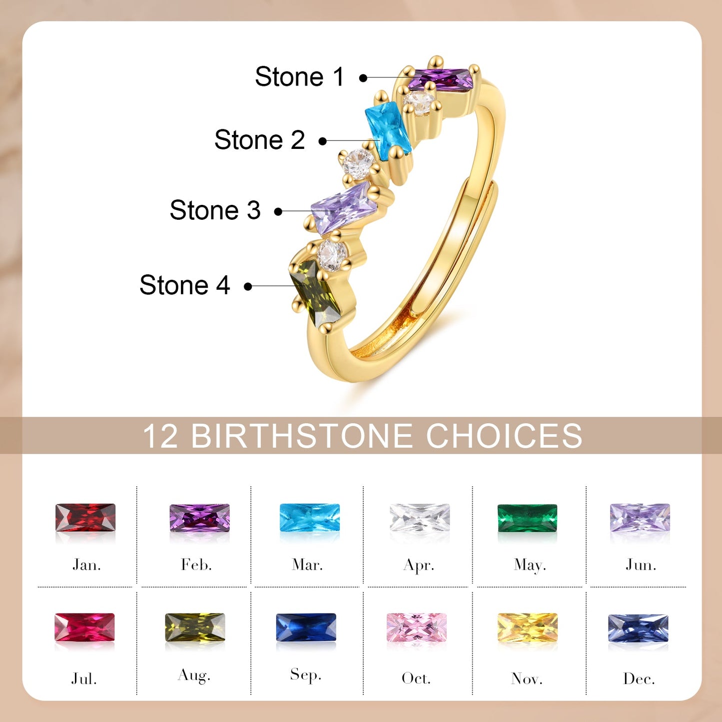 Brass personalized birthstone ring cmoffer