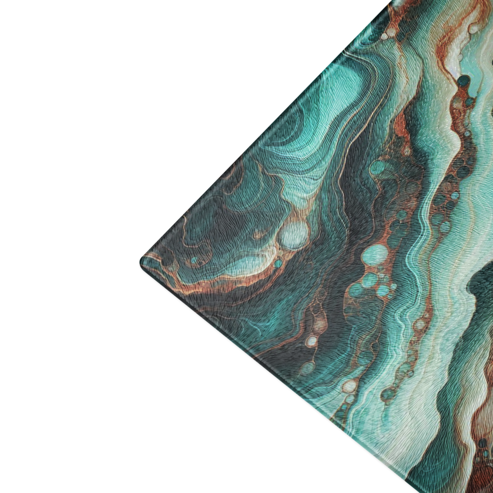 Glass cutting board Epoxy look turquoise JewelryLuxeUS.Shop