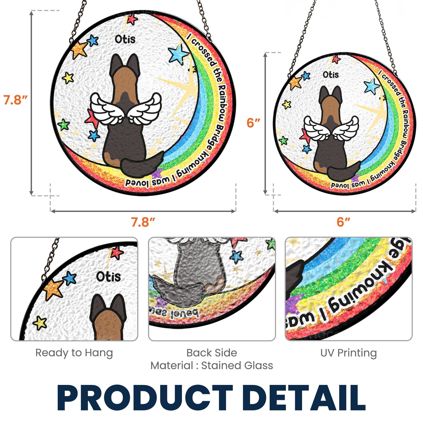 I Crossed The Rainbow Bridge - Personalized Stained Glass Window Hanging Suncatcher - JewelryLuxeUS.Shop