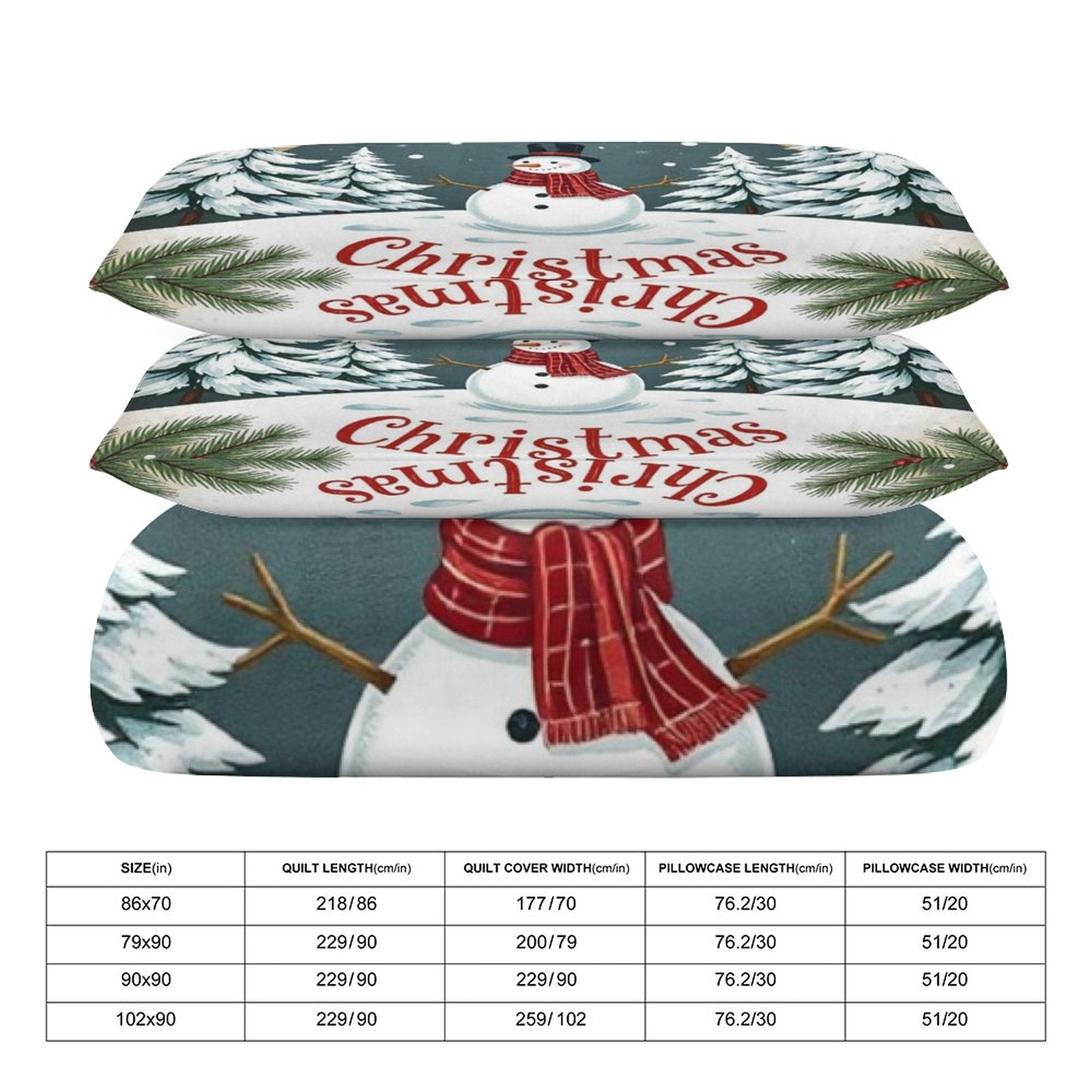 Christmas 3-Piece Bedding Set-90"x90"/ 229x229cm (Dual-sided Printing) by SALE-Personal Design