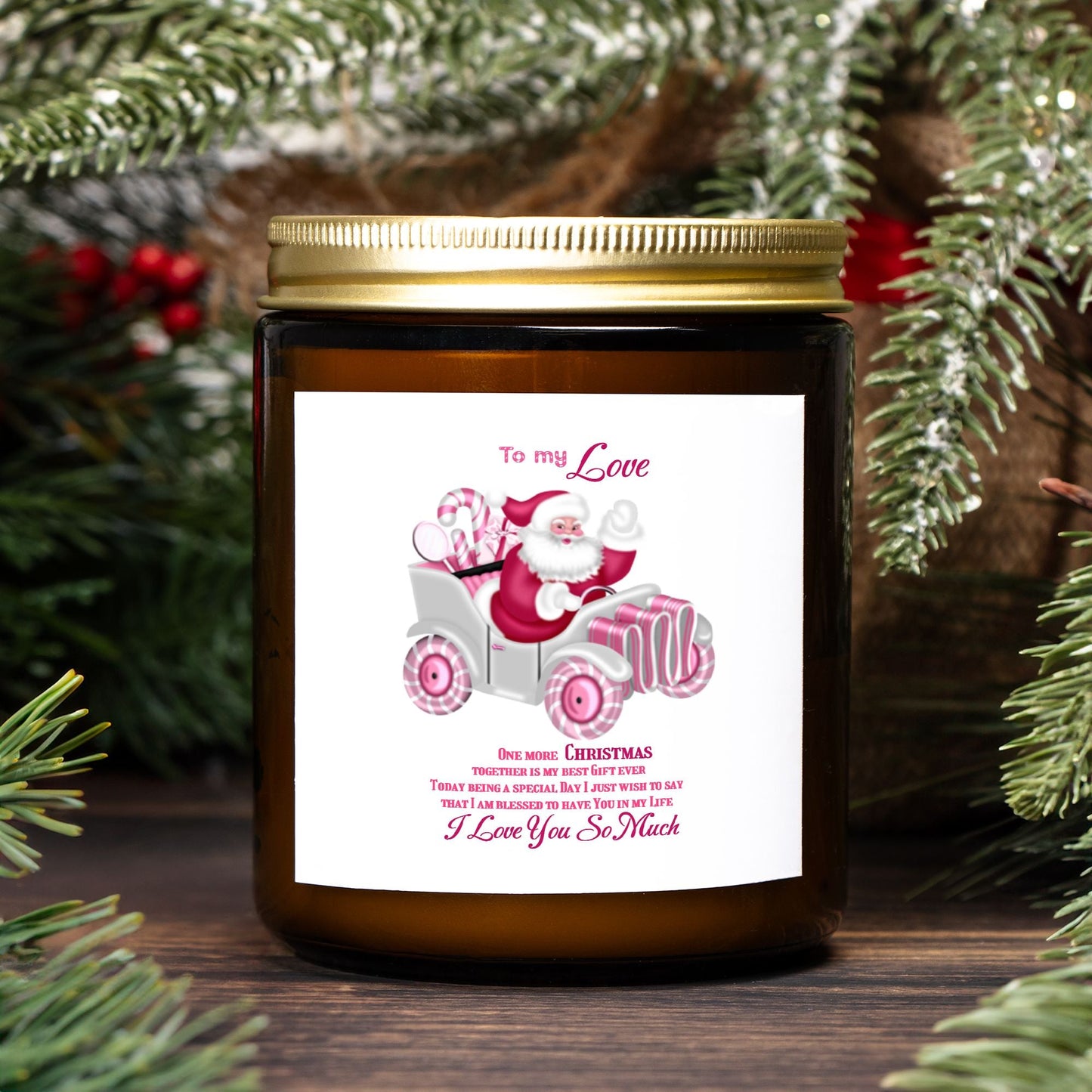 Candle Amber Jar 9oz To my Love One more Christmas together, I love You so much, Gift for Her, Gift for Him, Christmas gift by My Store