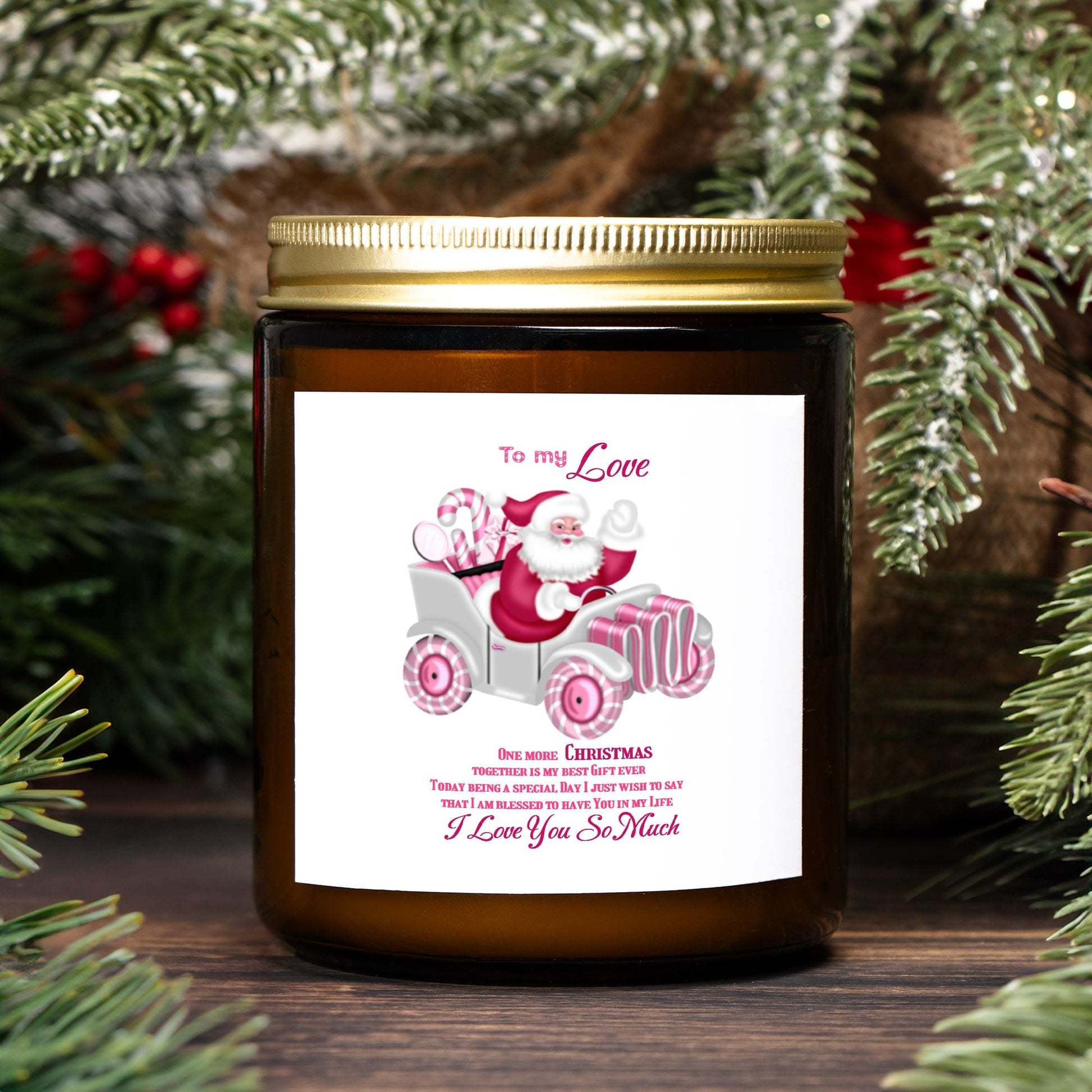 Candle Amber Jar 9oz To my Love One more Christmas together, I love You so much, Gift for Her, Gift for Him, Christmas gift by My Store