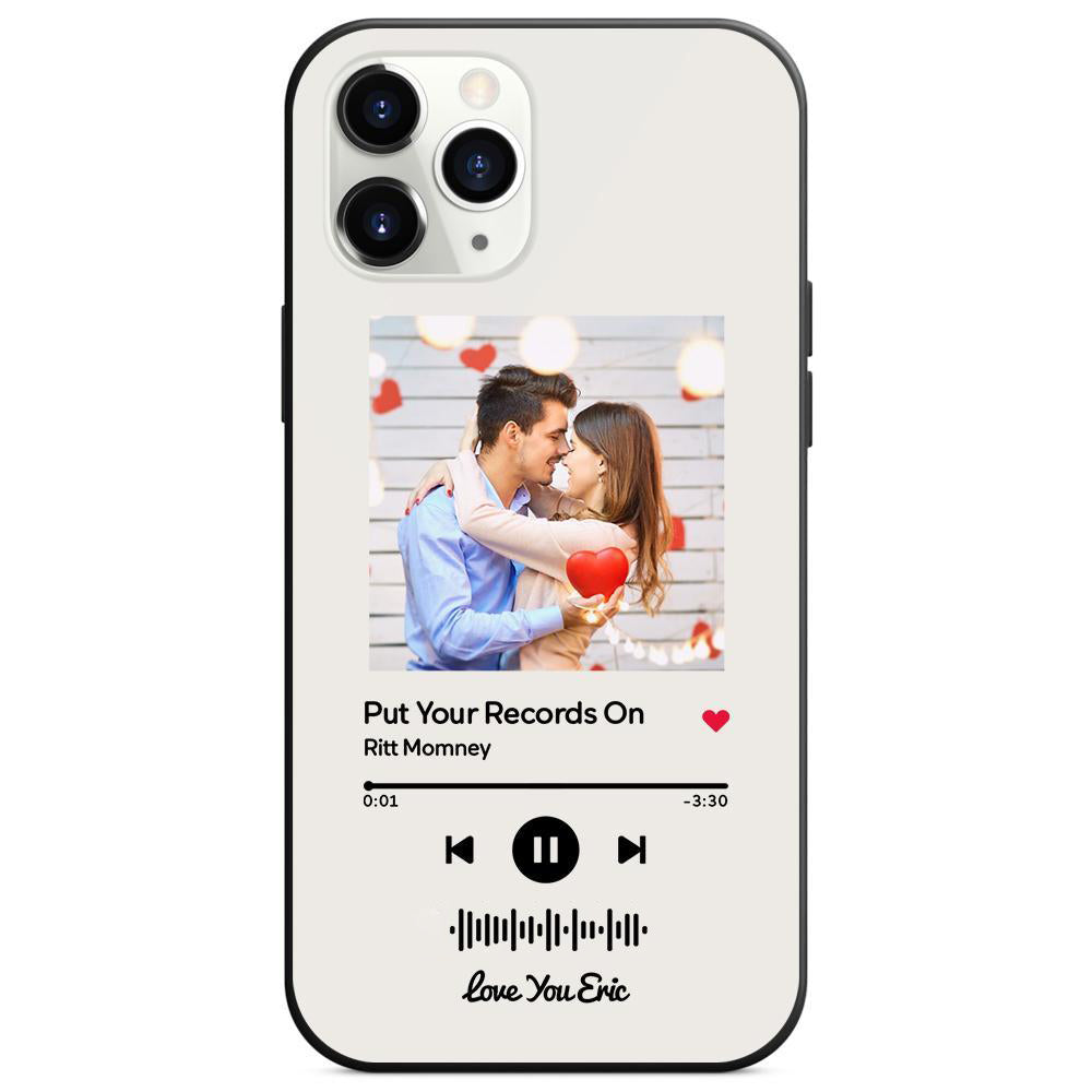 Custom Scannable Music Code Glass iPhone Cases with Picture by Inkedjoy