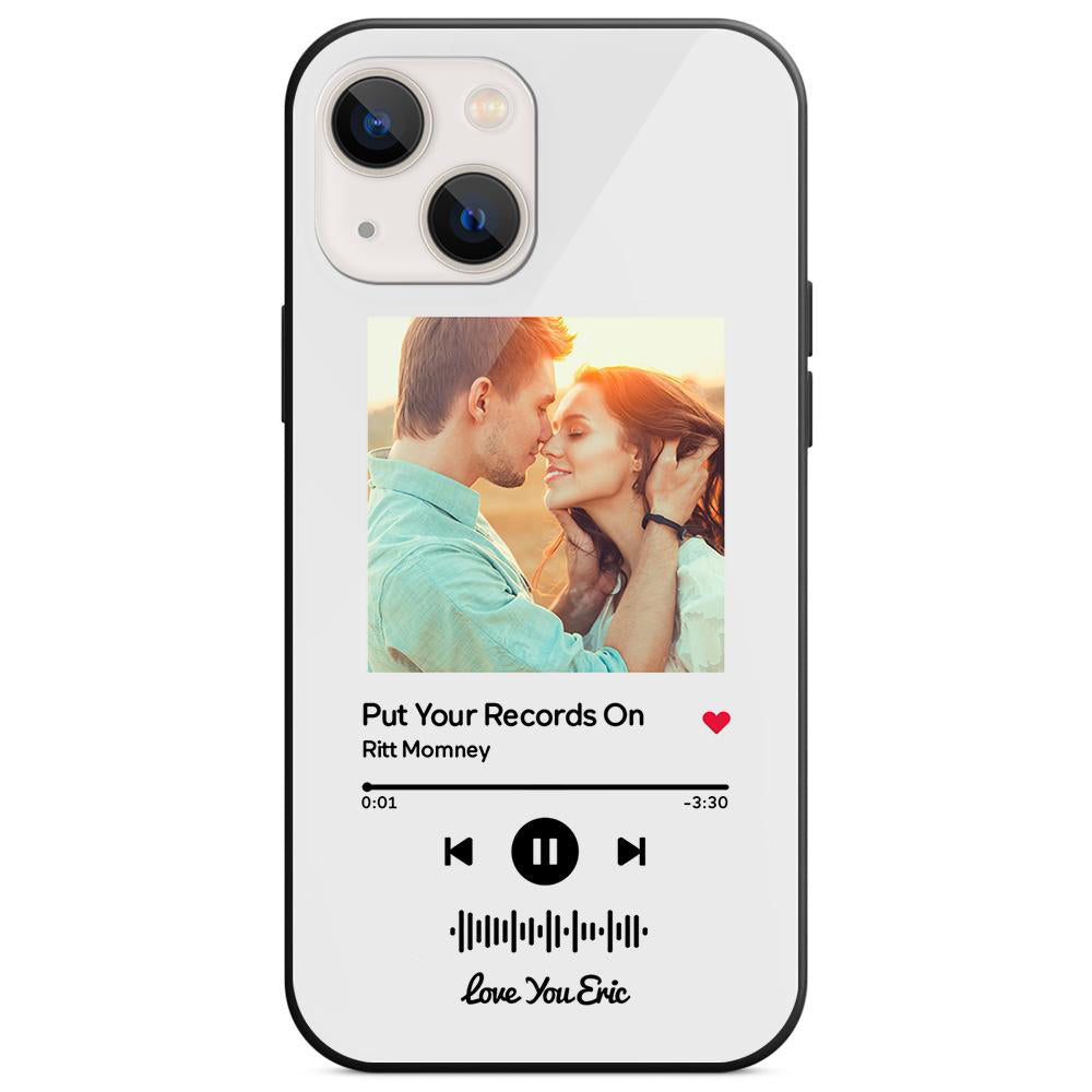 Custom Scannable Music Code Glass iPhone Cases with Picture by Inkedjoy