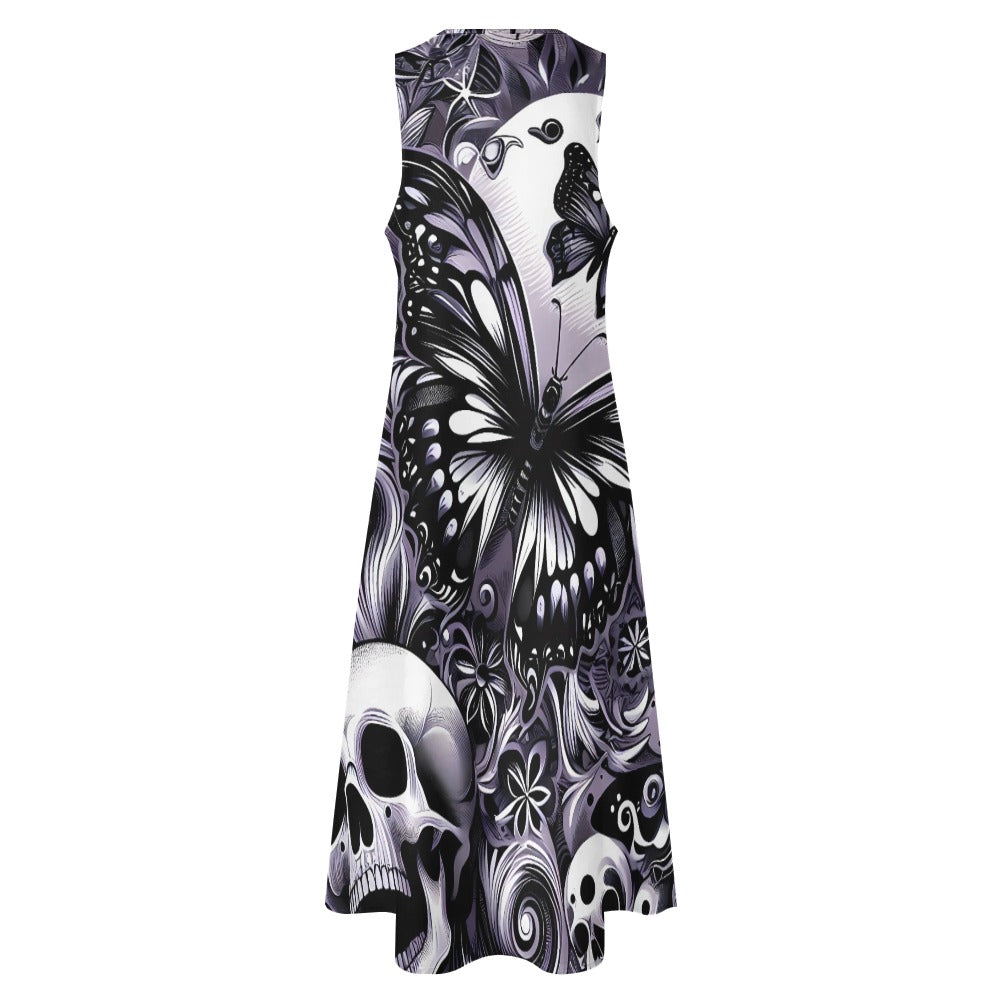 Long dress Skuls and Butterflies by Inkedjoy