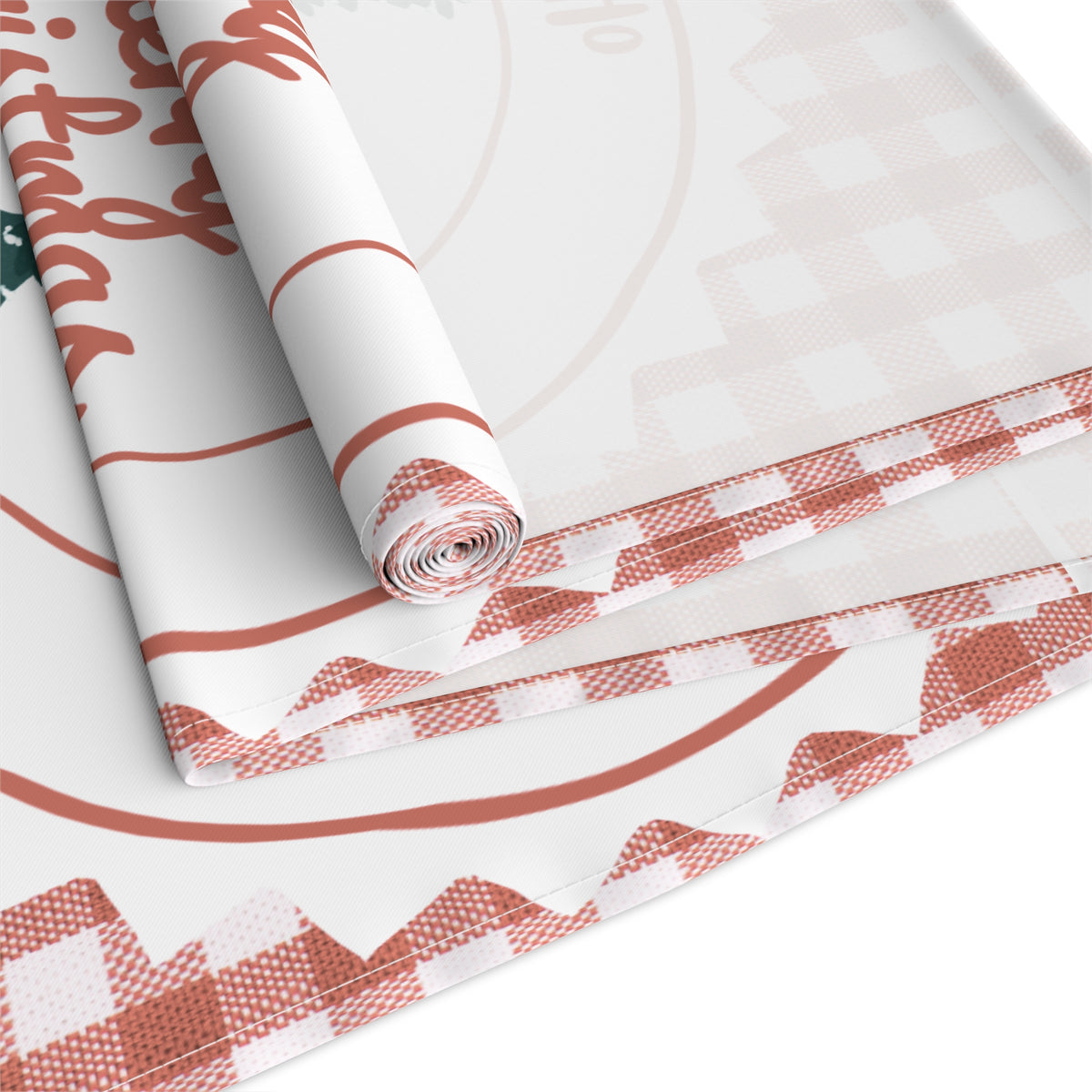 Table Runner, Christmas Decoration Santa Claus Ho Ho Ho, Red White, Cotton Poly, Home Decor, Holiday Table Linen, Festive Dining Accessories by Printify