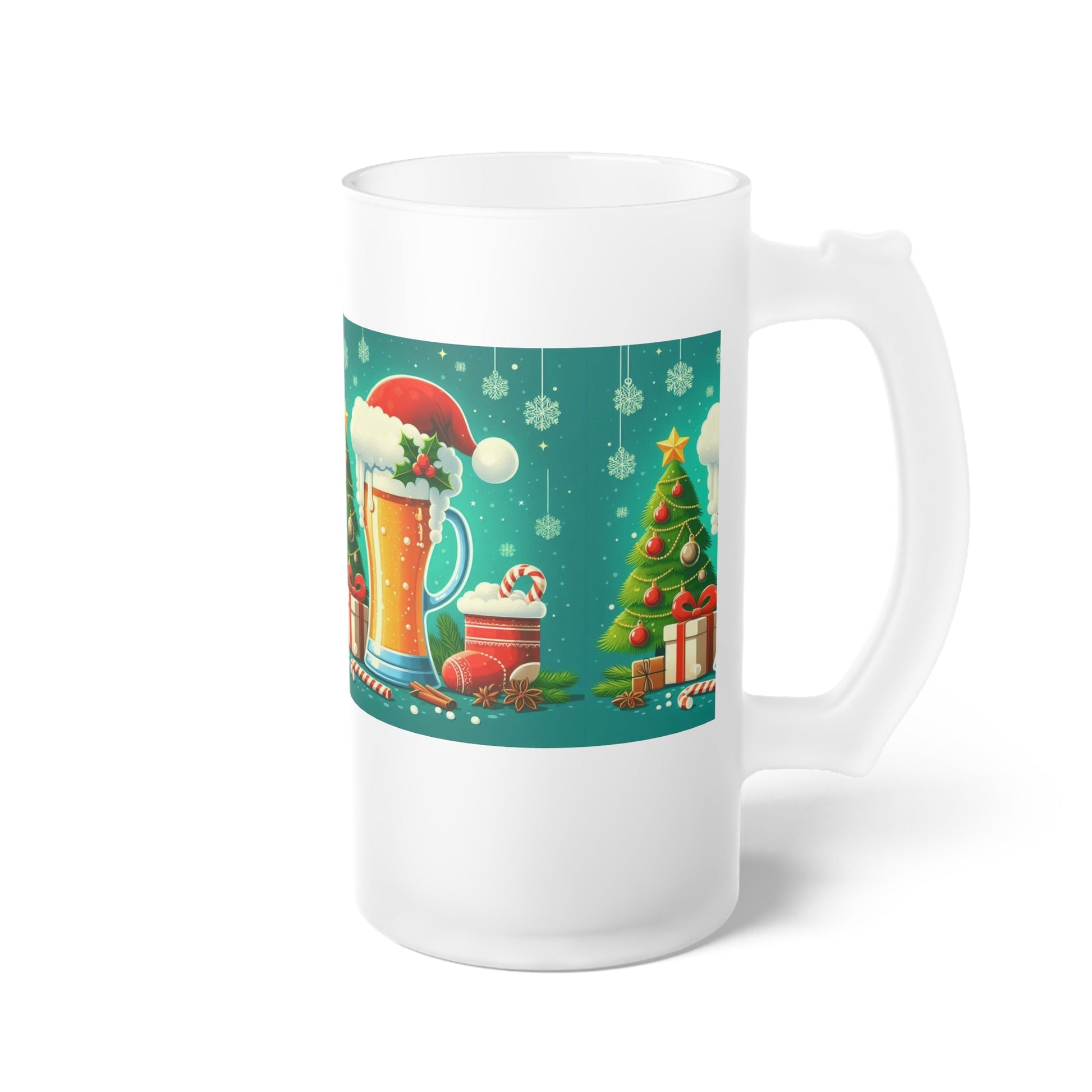 Christmas Frosted Glass Beer Mug by Printify