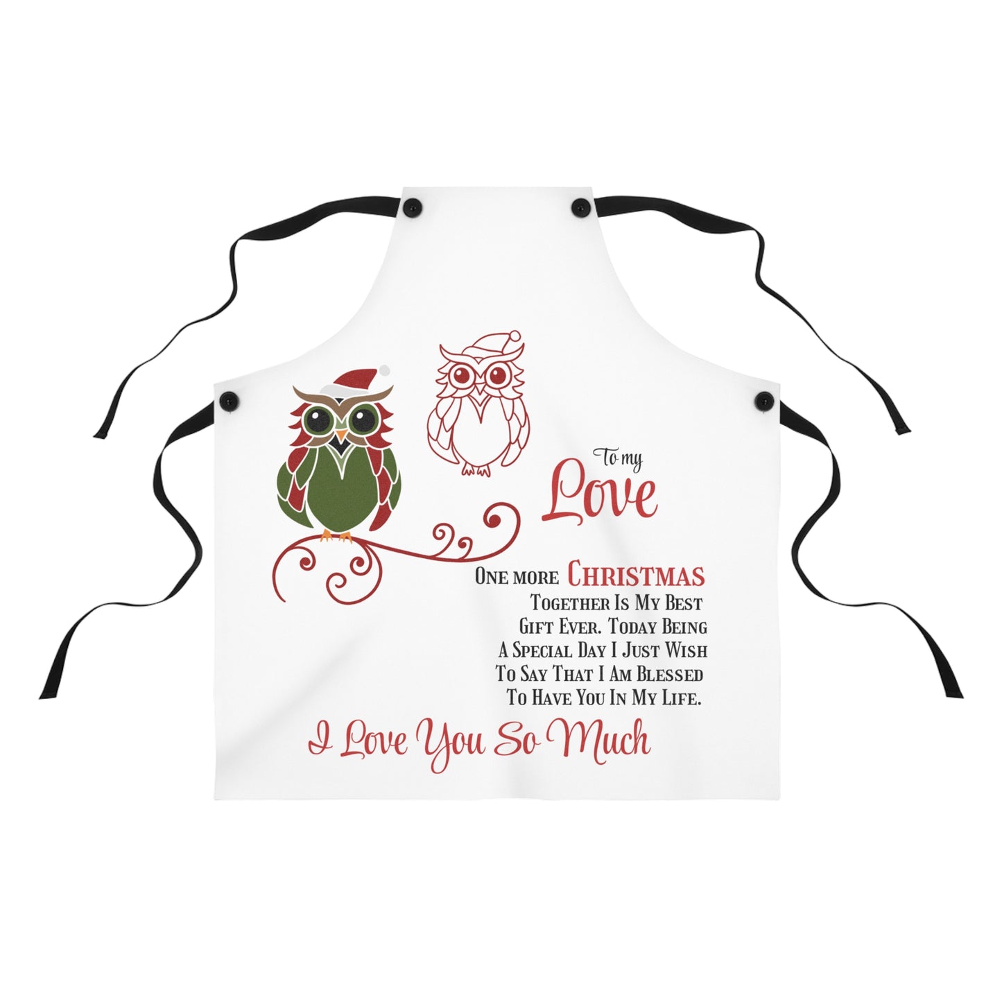 Apron Merry Christmas to my Love owls decoration by Printify