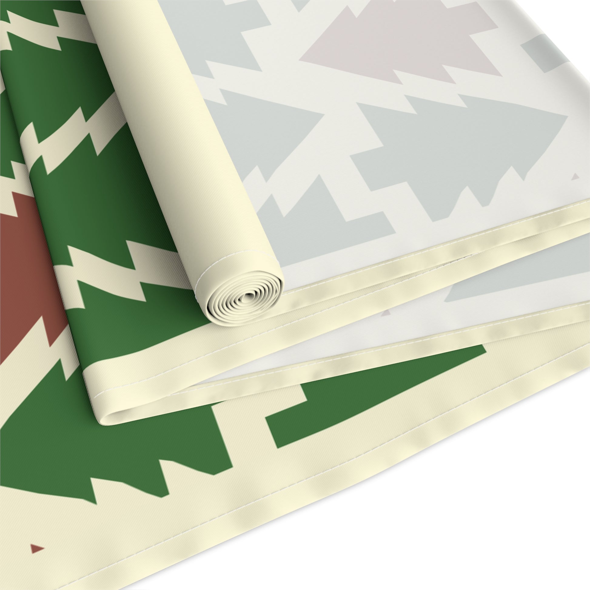 Christmas Trees Red Green Table Runner, Holiday Table Decor, Holiday Dinner Accessories - Cotton, Poly, Festive Table Linens, Christmas Home by Printify
