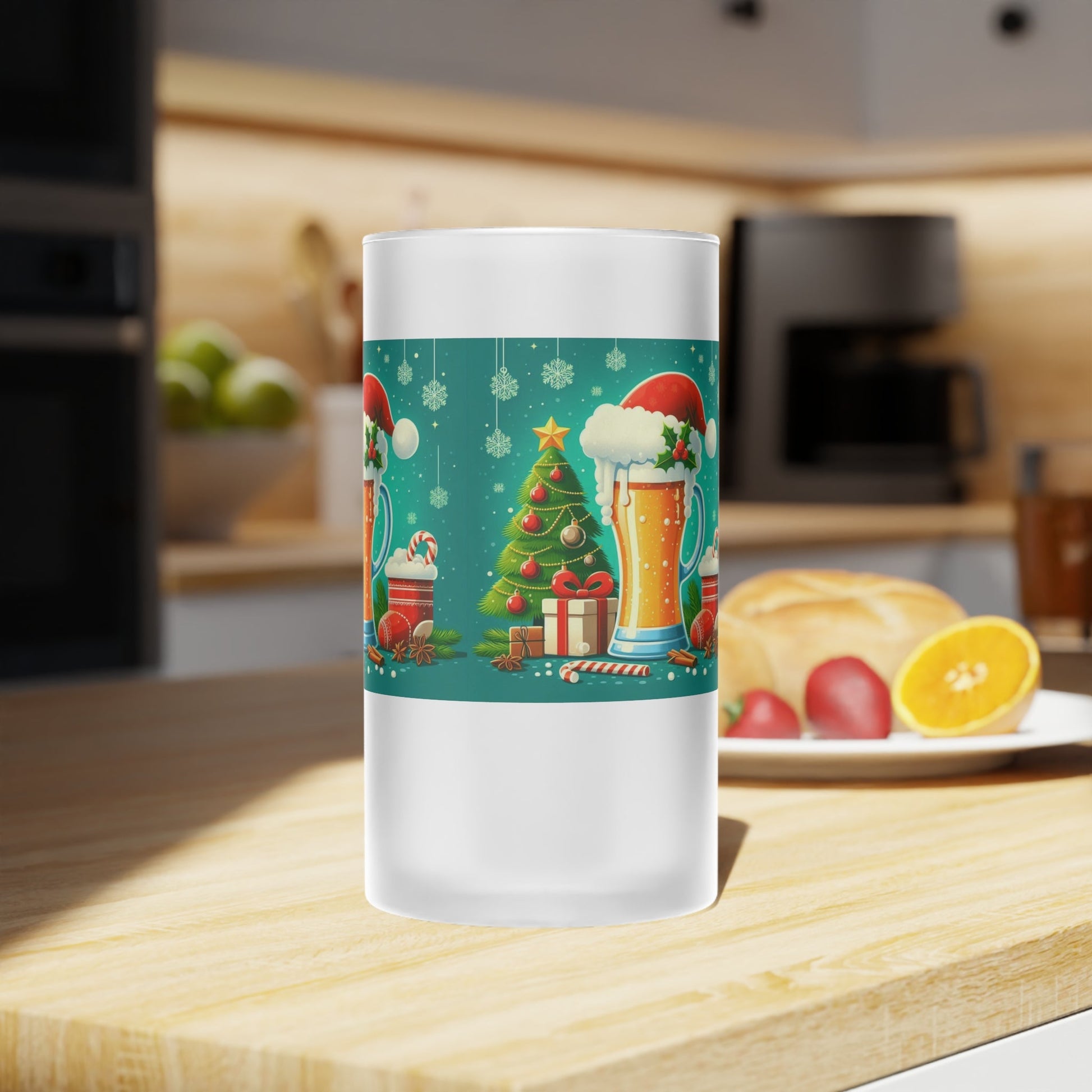 Christmas Frosted Glass Beer Mug by Printify