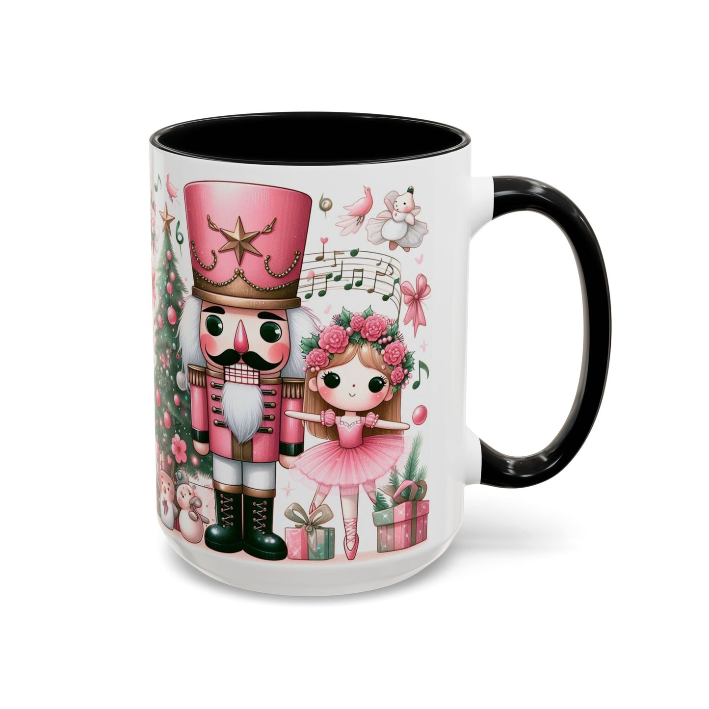 Coffee Mug, Nutcracker Pink Christmas Decoration, Festive Holiday Tea Cup, Unique Ceramic Drinkware, Kitchen Home Decor by Printify