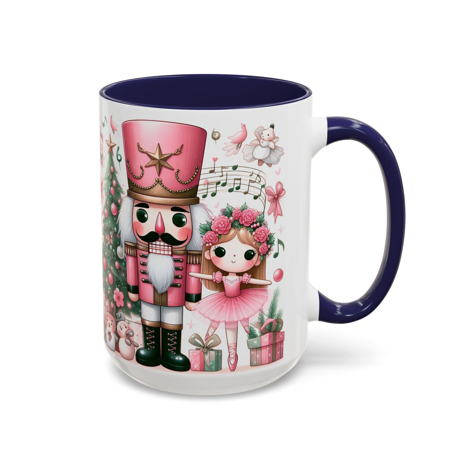 Coffee Mug, Nutcracker Pink Christmas Decoration, Festive Holiday Tea Cup, Unique Ceramic Drinkware, Kitchen Home Decor by Printify