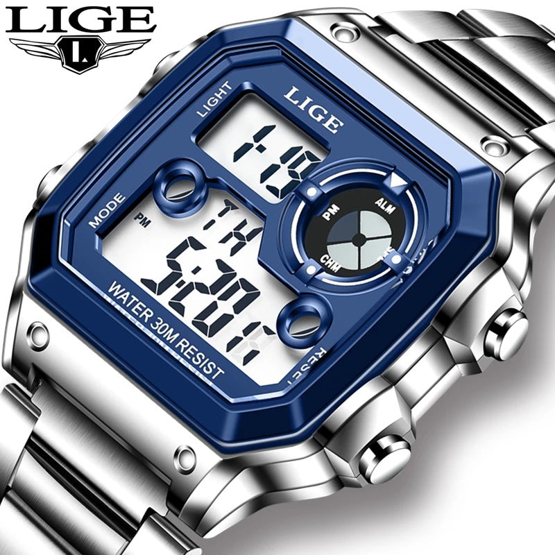 Lige Electronic Watch Unisex Watch Luminous Display Watch Multi-Function Chronograph Alarm Clock eprolo
