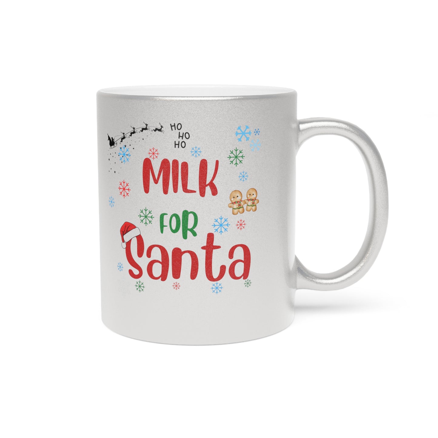 Metallic Mug, Santa Milk Mug, Christmas Gift, Silver Gold Mug, Holiday Mug, Festive Drinkware, Kitchen Decor by Printify