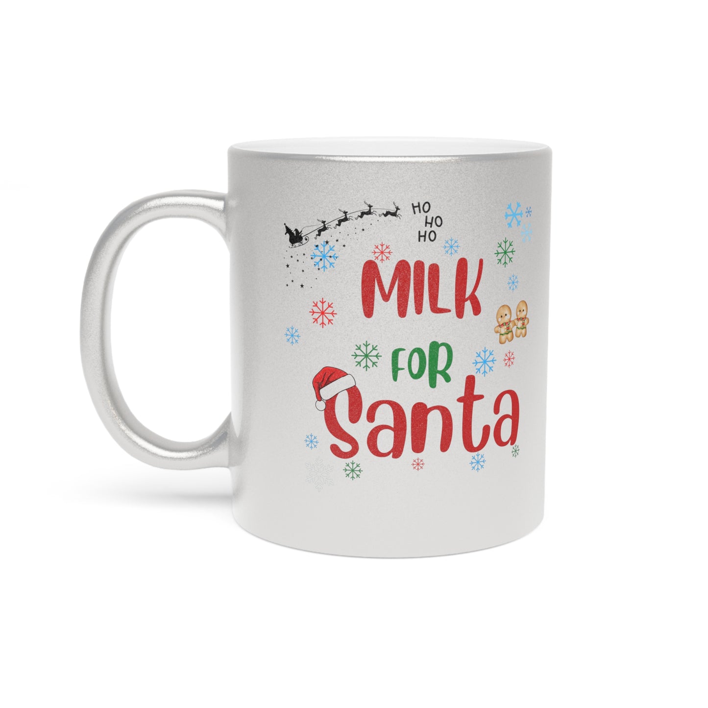 Metallic Mug, Santa Milk Mug, Christmas Gift, Silver Gold Mug, Holiday Mug, Festive Drinkware, Kitchen Decor by Printify